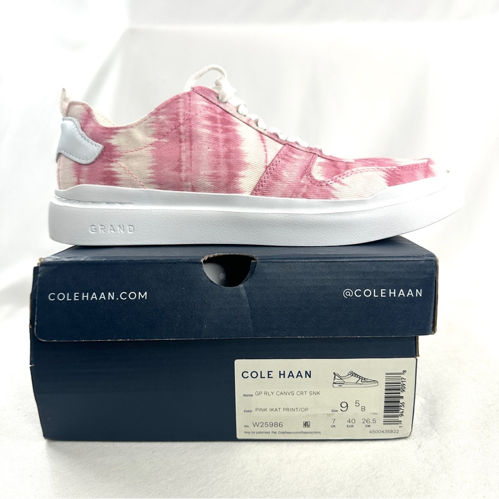 Cole Haan Grandpro Rally Women Size 9.5 Pink Ikat Canvas Court Sneaker W25986